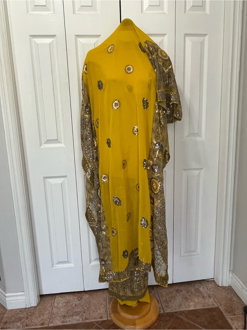 Gorgeous Embellished Mustard Yellow Saree approximately 220”x43”